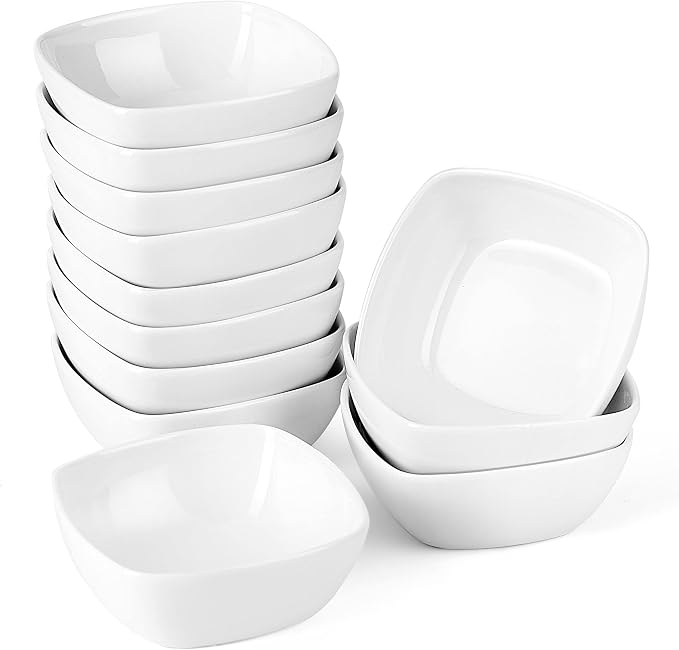 MALACASA 5 oz Porcelain Dip Bowls Set, 12 Pack Small Ramekins Stackable | by MALACASA