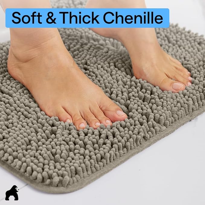 GORILLA GRIP Bath Rug Mat 60x24, Thick Soft Absorbent Chenille, Quick Dry - Image 4