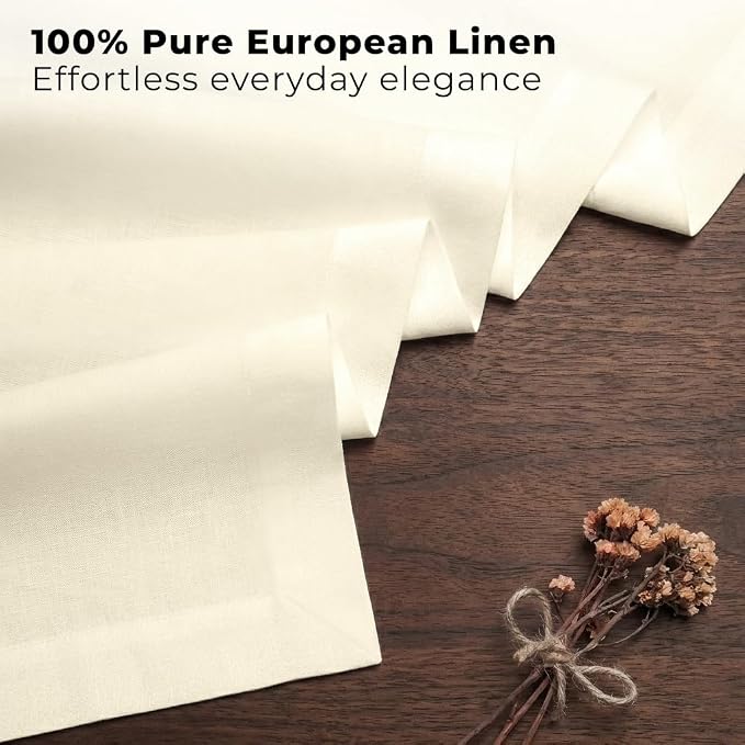 Classic Linen™ by D'Moksha Ivory Table Runner 108 Inches Long, 100% Pure Linen - Image 2