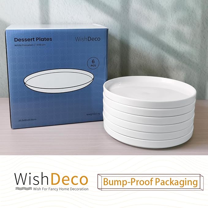Ceramic Appetizer Plates Set of 6, Small Dessert Plates 7 inch, Porcelain - Image 6