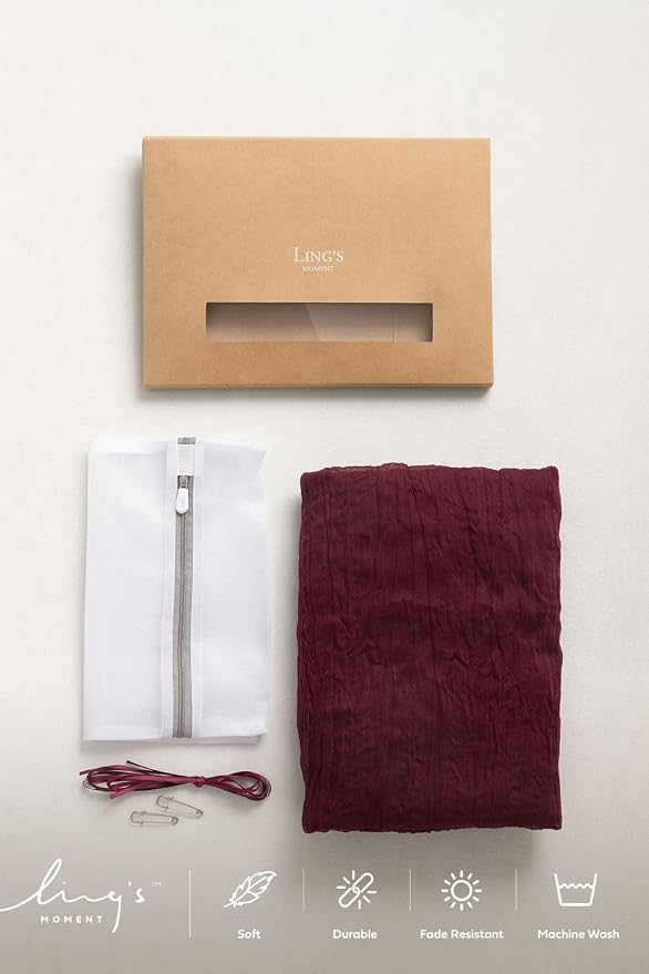 Ling's Moment Dark Red Cheesecloth Table Runner, 120 Inch 10FT | Burgundy Boho - Image 7