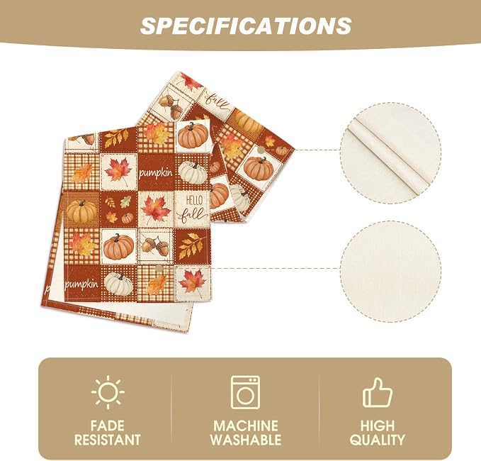 Artoid Mode 210 GSM Fall Table Runner 13x48 Inch Home Party Decor | Plaid - Image 5