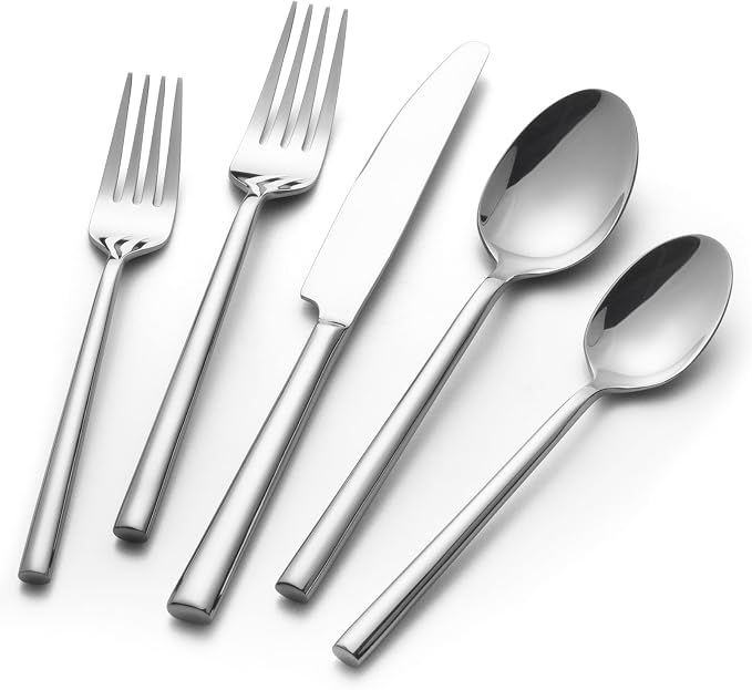 Alata Potter 60-Piece Forged Silverware Set Stainless Steel Flatware Set by Alata