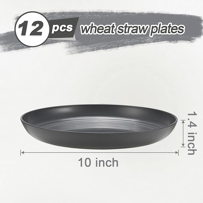 HEYCOME 12 Pcs Unbreakable Deep Dinner Plates Set, 10 inch Reusable Plastic - Image 2