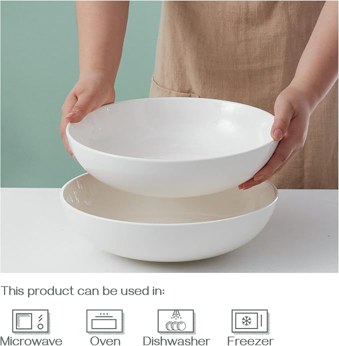 DOWAN 11.5" Large Serving Bowls, 3.2 Qt White Serving Platter, Big Ceramic - Image 3