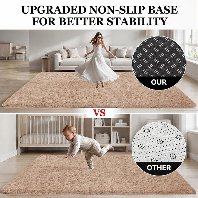 Area Rug for Living Room Bedroom: 6x9 Soft Fluffy Shag Rugs Upgrade Non-Slip - Image 8