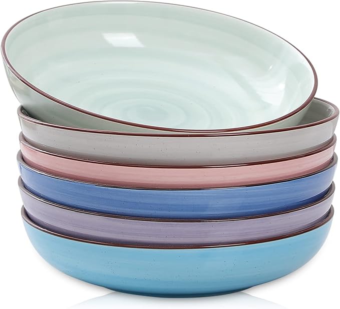 Selamica Porcelain 26 Ounce Salad Pasta Bowls, 8 inch Wide and Shallow Serving by Selamica