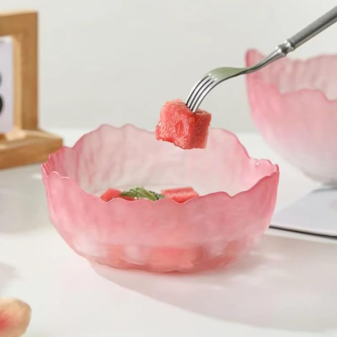 Glass Bowl for Salad Candy Fruit Serving, Decorative Bowl, Dish-Pink 4.9" | - Image 8