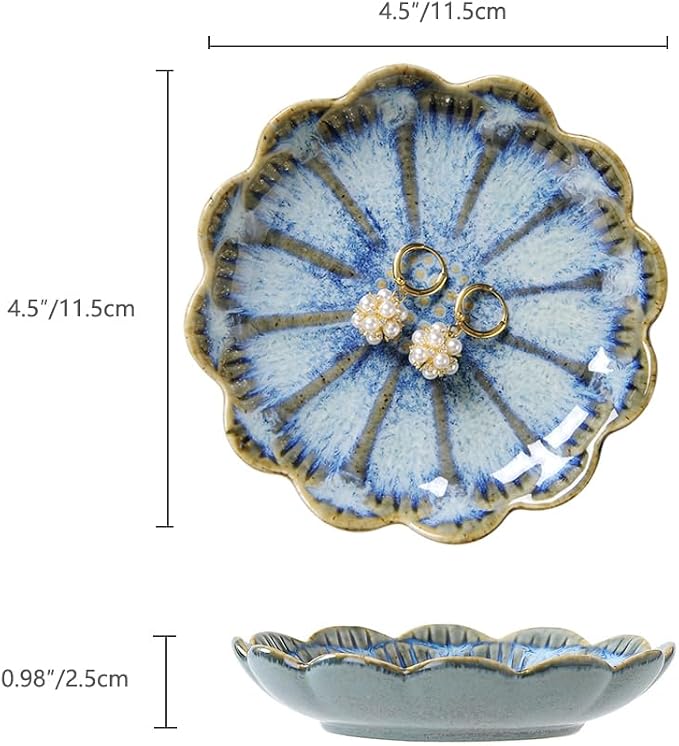 Lotus Ring Holder Dish Small Indoor Ash Tray, Ceramic Dessert Plate Trinket - Image 4