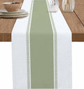 Sage Green Stripe Table Runners 90 inches Long, Linen Boho Table Runner by Futuregrace