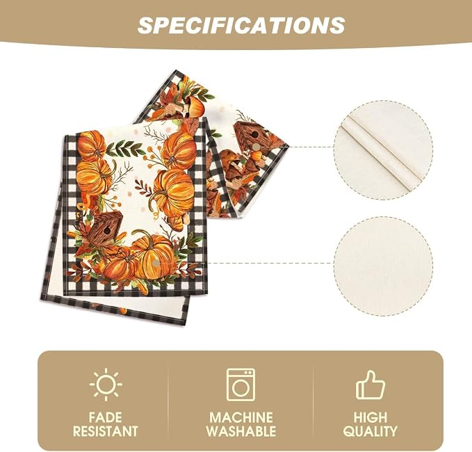 Artoid Mode 210 GSM Fall Table Runner 13x120 Inch Home Party Decor | Buffalo - Image 5
