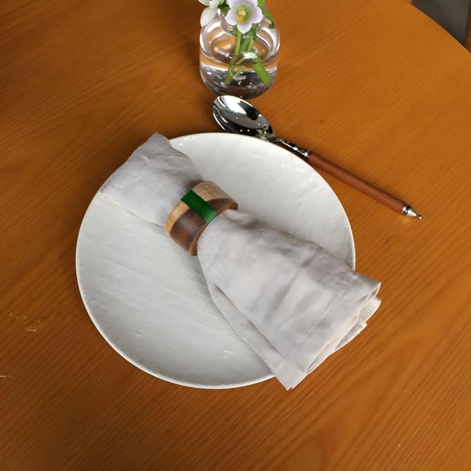 Wooden Napkin Rings Set of 8 for Dinning Table Decor - Image 3