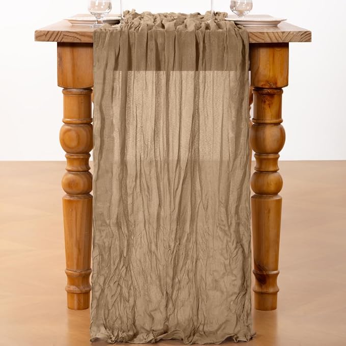 DeZerlor Nude Cheesecloth Table Runners 6 Pack Fall Runners | 120Inch Gauze - Image 4