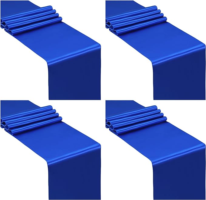 SiinvdaBZX 4 Pcs Royal Blue Satin Table Runner 12 x 108 inches Long | Bright by SiinvdaBZX