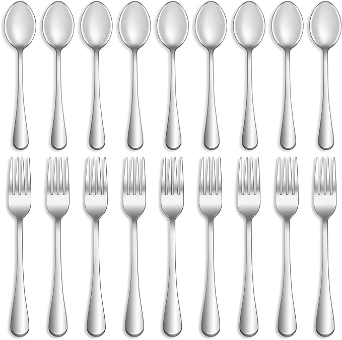 24 Pcs Forks and Spoons Silverware Set, Food Grade Stainless Steel Flatware by MUTNITT
