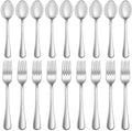 24 Pcs Forks and Spoons Silverware Set, Food Grade Stainless Steel Flatware by MUTNITT