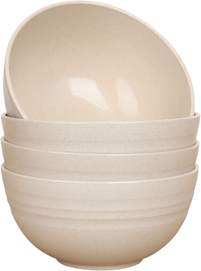 Unbreakable Cereal Bowls - 24 oz Reusable Wheat Straw Bowl Set of 4 - by LuckyZone