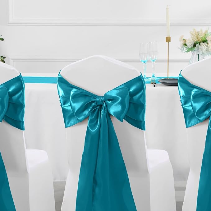 Manyshofu Teal Blue Satin Table Runner 12x72 - Image 6
