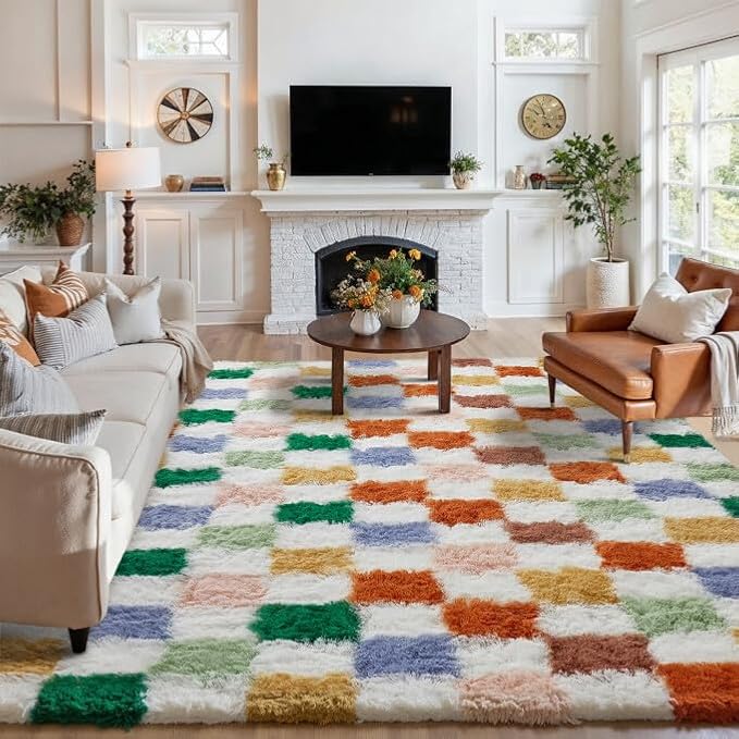 PureCozy 8'x10'+2'x6 Colorful Shag Rug Set of 2 by PureCozy
