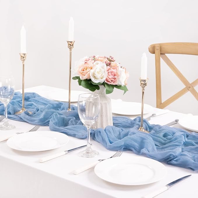12 Pack Dusty Blue Cheesecloth Table Runner 10ft Boho Gauze Runner | - Image 3