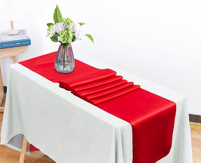 Red Table Runners, 12x108 Inches, 15 Pack | Christmas Satin, Silk and Smooth - Image 3