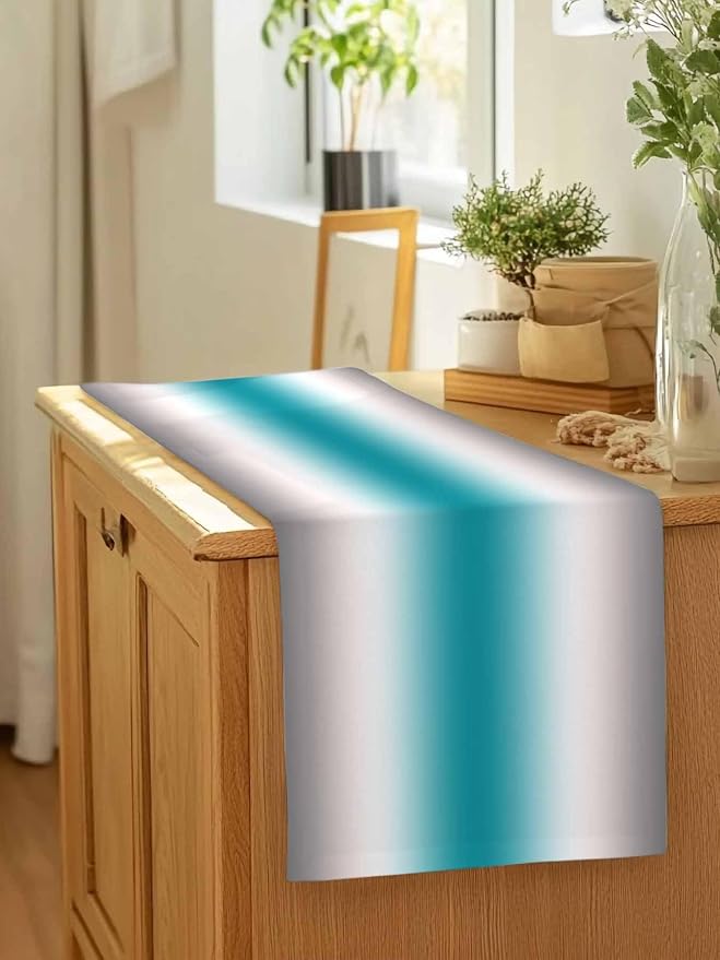 Turquoise Gray Ombre Table Runners 36 Inches Long, Farmhouse Teal Gradient - Image 7