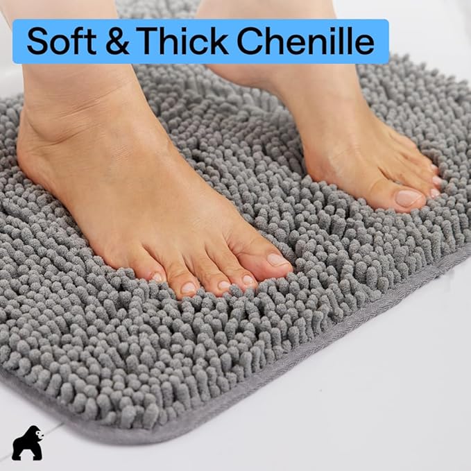 GORILLA GRIP Bath Rug Mat 54x24, Thick Soft Absorbent Chenille, Quick Dry - Image 4