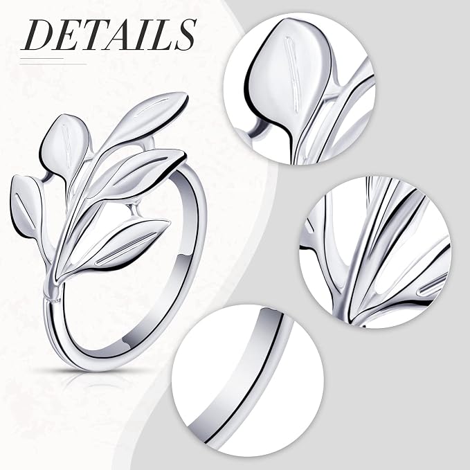 Hotop Set of 300 Leaf Napkin Rings Silver Metal Napkin Rings Holders Bulk - Image 3