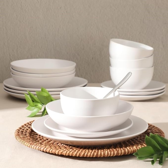 Gibson Home Queenslane 16 Piece Plates and Bowls Dishes Stoneware Ceramic - Image 3