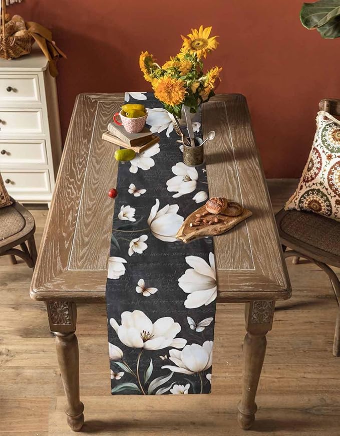 Farmhouse Floral Table Runners 120 Inches Long, Cotton Linen Fabric Table - Image 4
