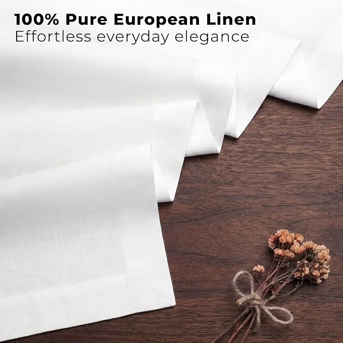 Classic Linen™ by D'Moksha White Table Runner 120 Inches Long, 100% Pure Linen - Image 2