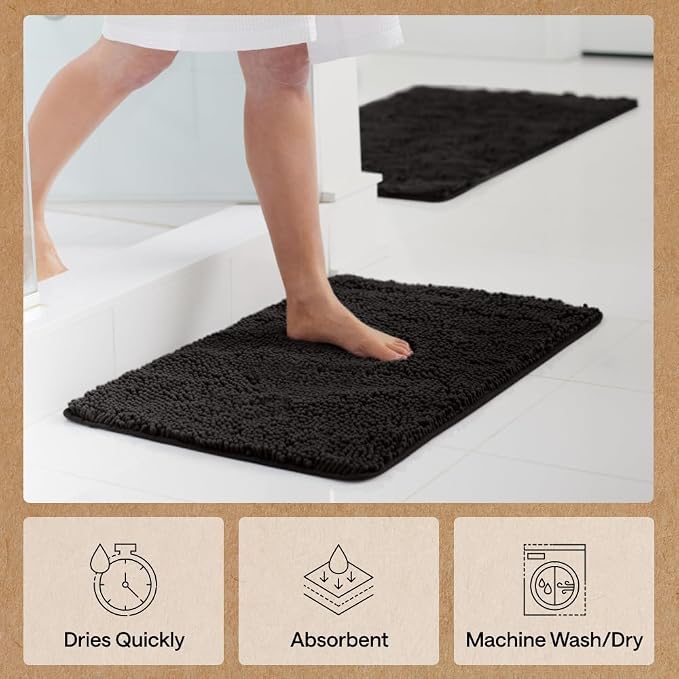 GORILLA GRIP Bath Rug Mat 44x26, Thick Soft Absorbent Chenille, Quick Dry - Image 7
