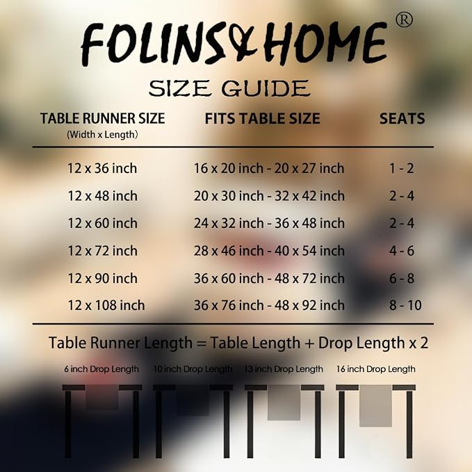 FOLINS&HOME Black Waterproof Decorative Table Runner 108 Inches Long | 210GSM - Image 6