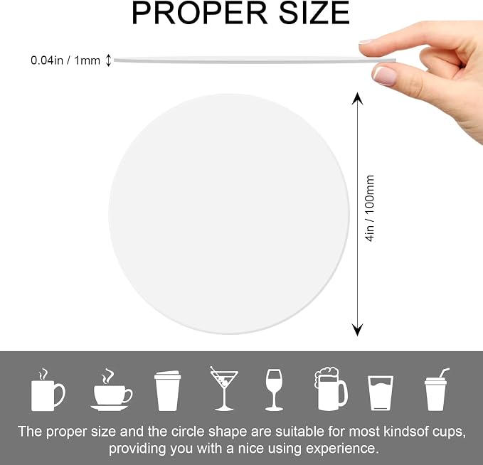 Disposable Paper Bar Coasters 400 Pcs White 4 Inch Coasters - Image 3