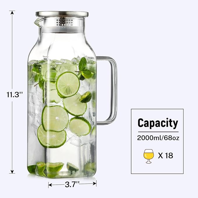 2 Quart Square Glass Pitcher - Image 3