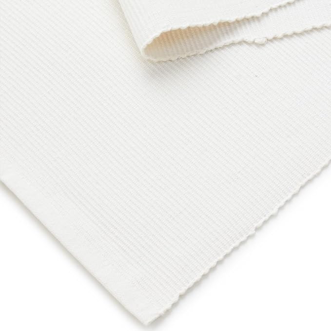 Encasa XO Table Runner, Yarn Dyed Ribbed Cotton 13"x98" | Solid Off White - Image 5