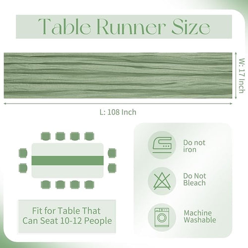 10 Pack Sage Green Cheesecloth Table Runner 17x108 Inch Boho Gauze Cheese Cloth - Image 2
