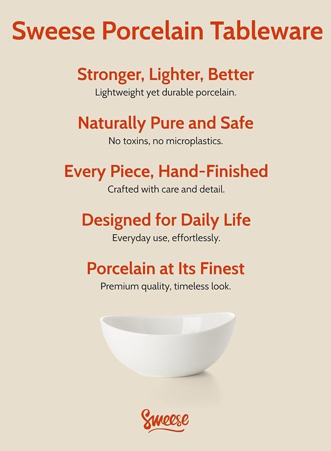 Sweese Porcelain Bowls Set of 4-18oz, 6 Inch, Versatile - Image 7
