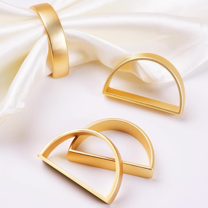 APTWOW Gold Napkin Rings Set of 100, Semicircle Metal Gold Napkin Holder Buckles - Image 2