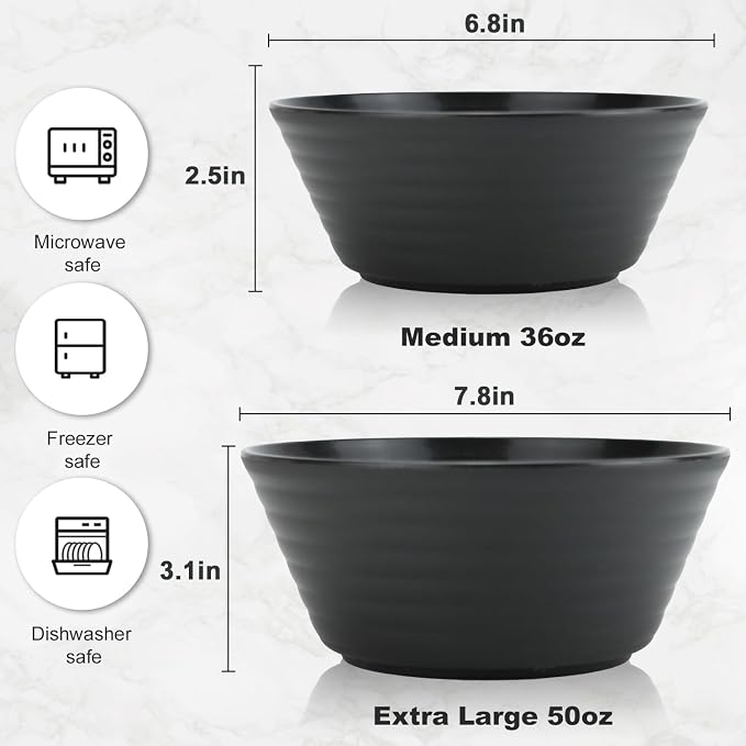 Wheat Straw Bowl Sets, Microwave and Dishwasher Safe Bowls, Salad Bowls - Image 3