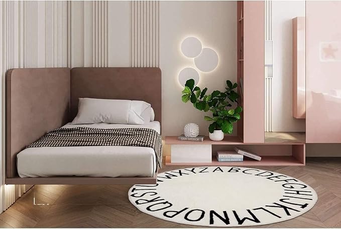 Topotdor Round Kids Play Rug Alphabet Nursery Area Rug Extra Large Soft - Image 8