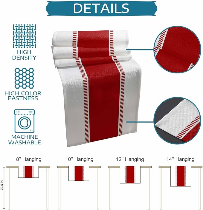 Red and White Table Runners 120 inches Long, Non Slip Stripes Table Runner - Image 7