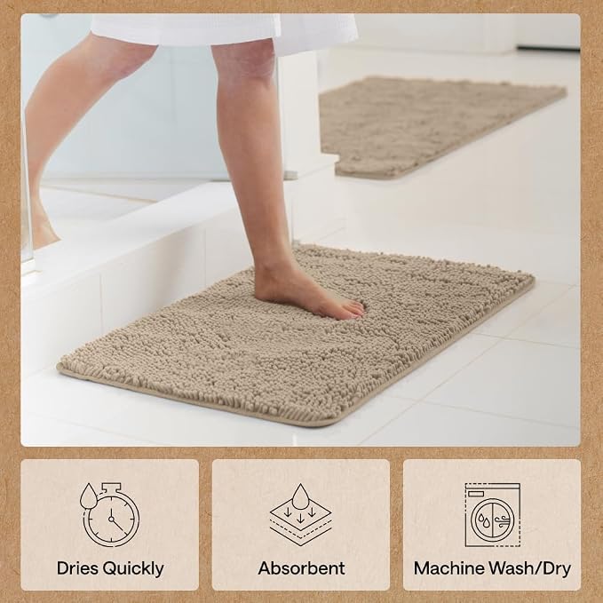 GORILLA GRIP Bath Mat, Thick Soft Absorbent Polyester Floor Mats, Rubber - Image 7