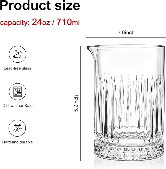 Cocktail Mixing Glass Bartender | 24oz Crystal Bar Stirring Glass | Old - Image 2