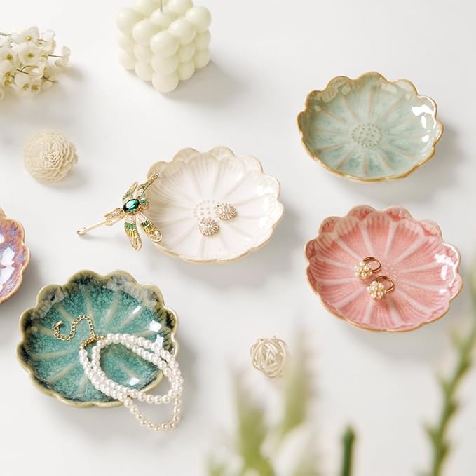 Lotus Ring Holder Dish Small Indoor Ash Tray, Ceramic Dessert Plate Trinket - Image 5