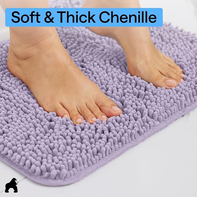 GORILLA GRIP Bath Rug Mat 44x26 Thick Soft Absorbent Chenille, Quick Dry - Image 4