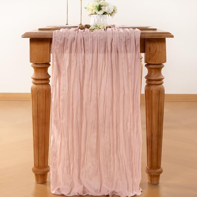 Dusty Pink Cheesecloth Table Runner 160 Inches 10 Pack Gauze Table Runner | - Image 2
