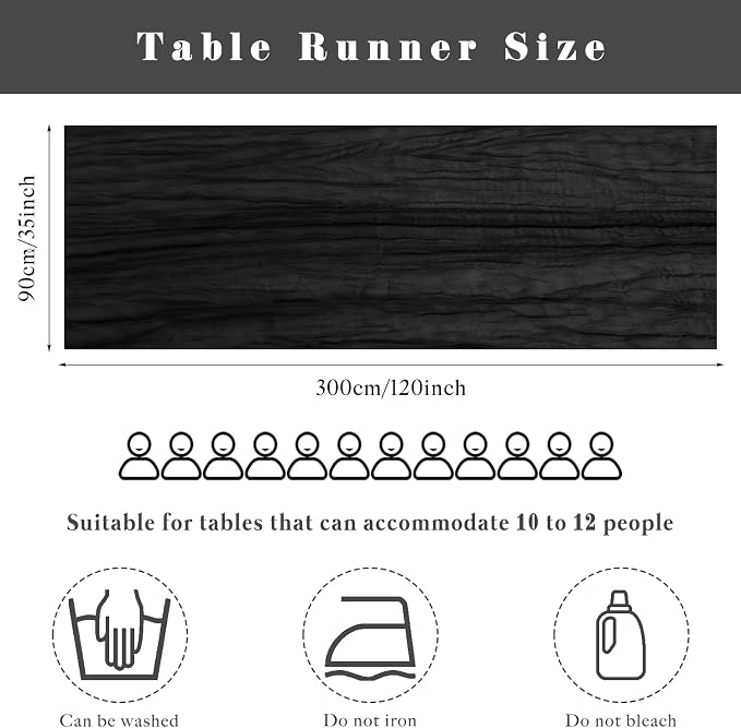 Black Cheesecloth Table Runner 10FT Gauze Fabric Boho Cheese Cloth Table Runner - Image 3