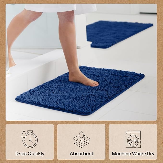 GORILLA GRIP Bath Rug Mat 60x24, Thick Soft Absorbent Chenille, Quick Dry - Image 7