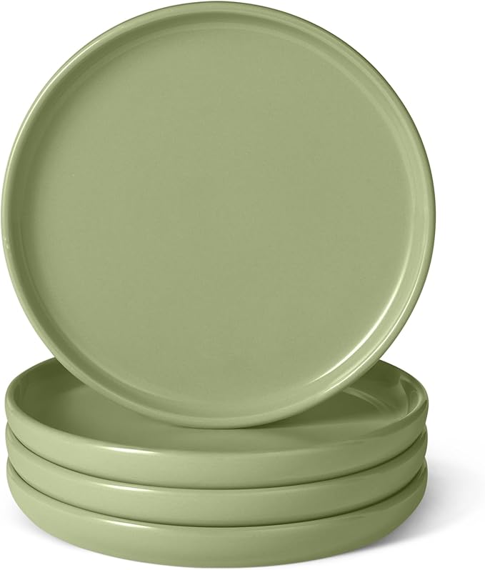Amazon Basics Glazed Stoneware Salad Plates, Ceramic 4-Piece Set, Microwave and by AmazonBasics
